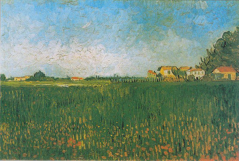Vincent Van Gogh Farmhouses in a Wheat Field near Arles Germany oil painting art